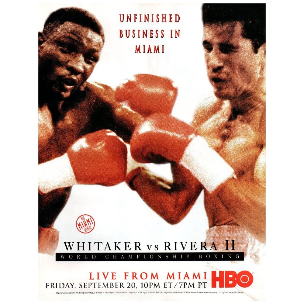 1996 HBO Whitaker vs Rivera II Boxing Match Vintage Print Ad Promo Wall Art